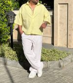 پیراهن لینن باکسی ساده - Image 3